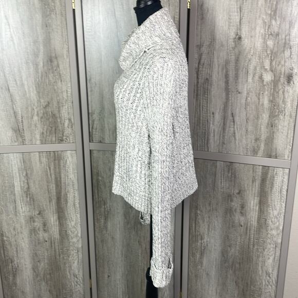 Free People Marled Ivory Twisted Cable Cropped Turtleneck Sweater women's L - Picture 5 of 12